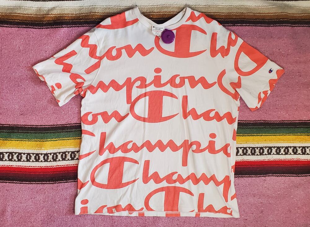 Champion Heritage AOP Logo Orange White Shirt 2XL